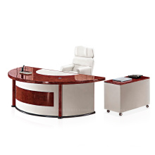 Wooden classic half round luxury business white dark office desk and chairs set supplier